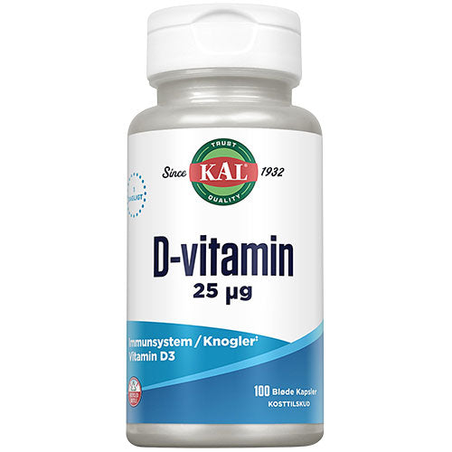 Kal D-vitamin 25 Mcg | 100 kapsler fra Kal på Mecindo.dk