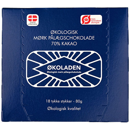 Økoladen Mørk Pålægschokolade 70% 18 Stk Økologisk | 80 gr fra Økoladen på Mecindo.dk