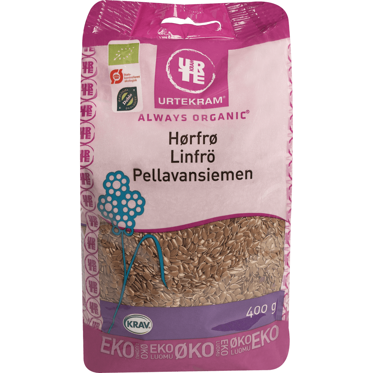 Urtekram Hørfrø Brune Økologisk | 400 g fra Urtekram på Mecindo.dk
