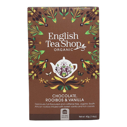 Chocolate, Rooibos & Vanilla 20 Br. Økologisk fra English Tea Shop på Mecindo.dk