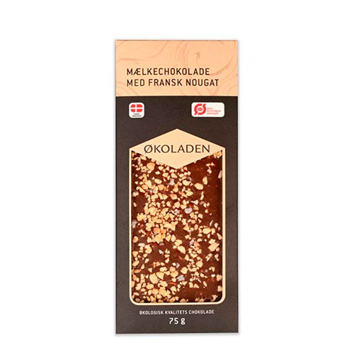 Økoladen Mælkechokolade M. Fransk Nougat Økologisk | 75 gr fra Økoladen på Mecindo.dk
