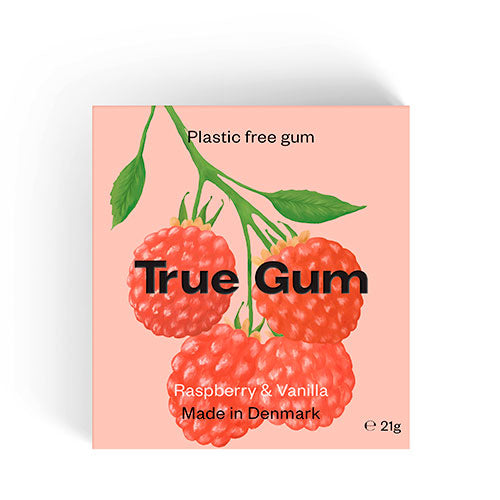 True Gum Tyggegummi Raspberry & Vanilla | 21 gr fra True Gum på Mecindo.dk