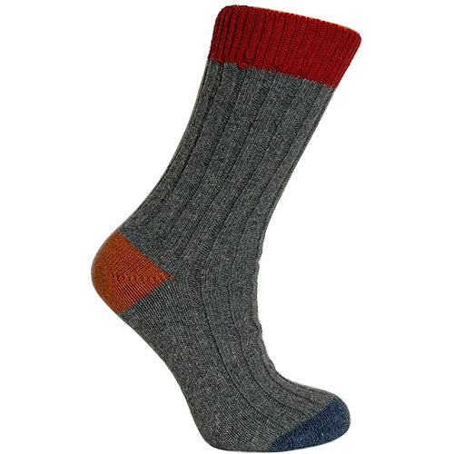 Merinostrømper Rød/grå | Str. 43/46 fra Clemente på Mecindo.dk