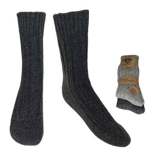 Alpaka Uldstrømper Koksgrå & Grå Tykke 2-pak | Str. 39/42 fra Clemente på Mecindo.dk