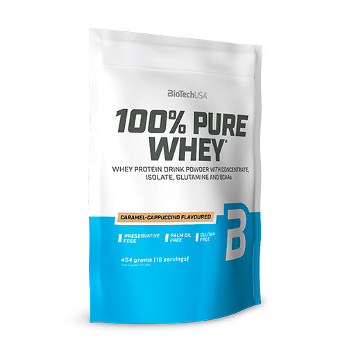 BioTechUSA 100% Pure Whey Protein Pulver (454 gr) | Caramel-cappuccino fra BioTechUSA på Mecindo.dk