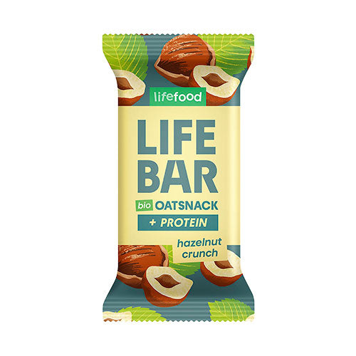 Lifebar Havre Snack Protein Hazelnut Crunch Økologisk | 40 gr fra Lifefood på Mecindo.dk