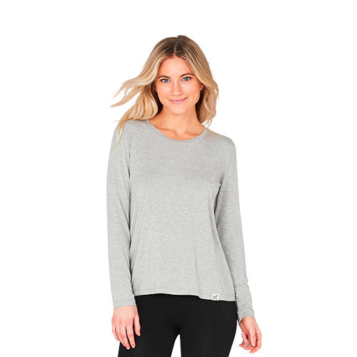 Boody Women´s Long Sleeve Round Neck T-shirt Grå | Str. S fra Boody på Mecindo.dk