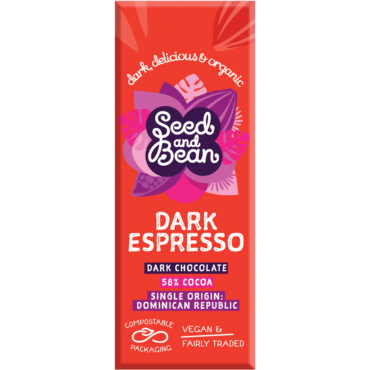 Seed & Bean Mørk Chokolade 58% Espresso Økologisk | 25 g