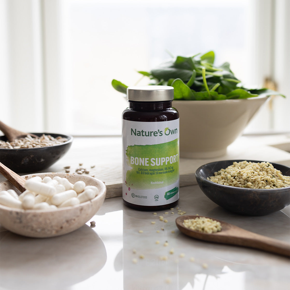 Natures Own Bone Support Wholefood | 120 kapsler fra Natures Own på Mecindo.dk