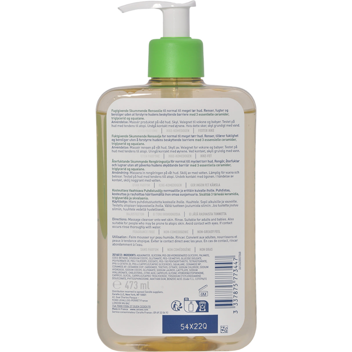 CeraVe Hydrating Foaming Oil Cleanser | 473 ml fra CeraVe på Mecindo.dk