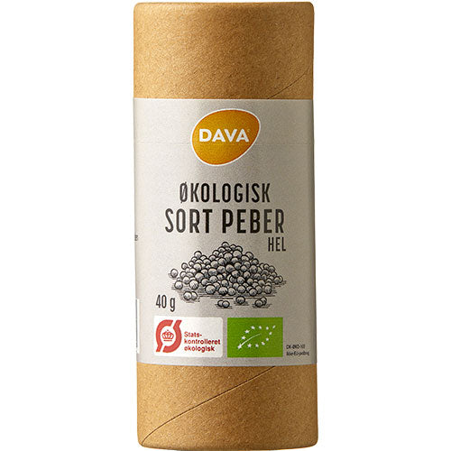 DAVA Økologisk sort peber, hel | 40 gr fra DAVA på Mecindo.dk