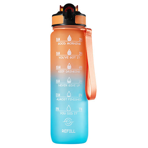 Motivational Bottle Motivationsflaske 1 Liter | Orange/grøn fra Motivational Bottle på Mecindo.dk