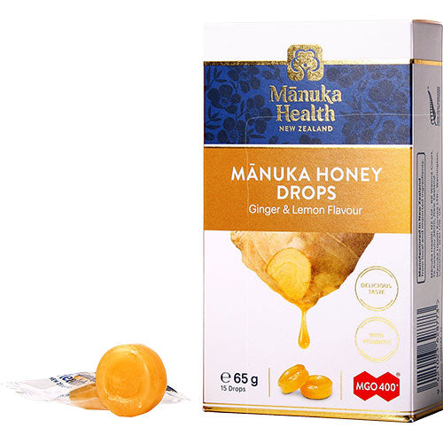 Manuka Health Manuka Honning Drops (65 gr) | Ginger & Lemon fra Manuka Health på Mecindo.dk