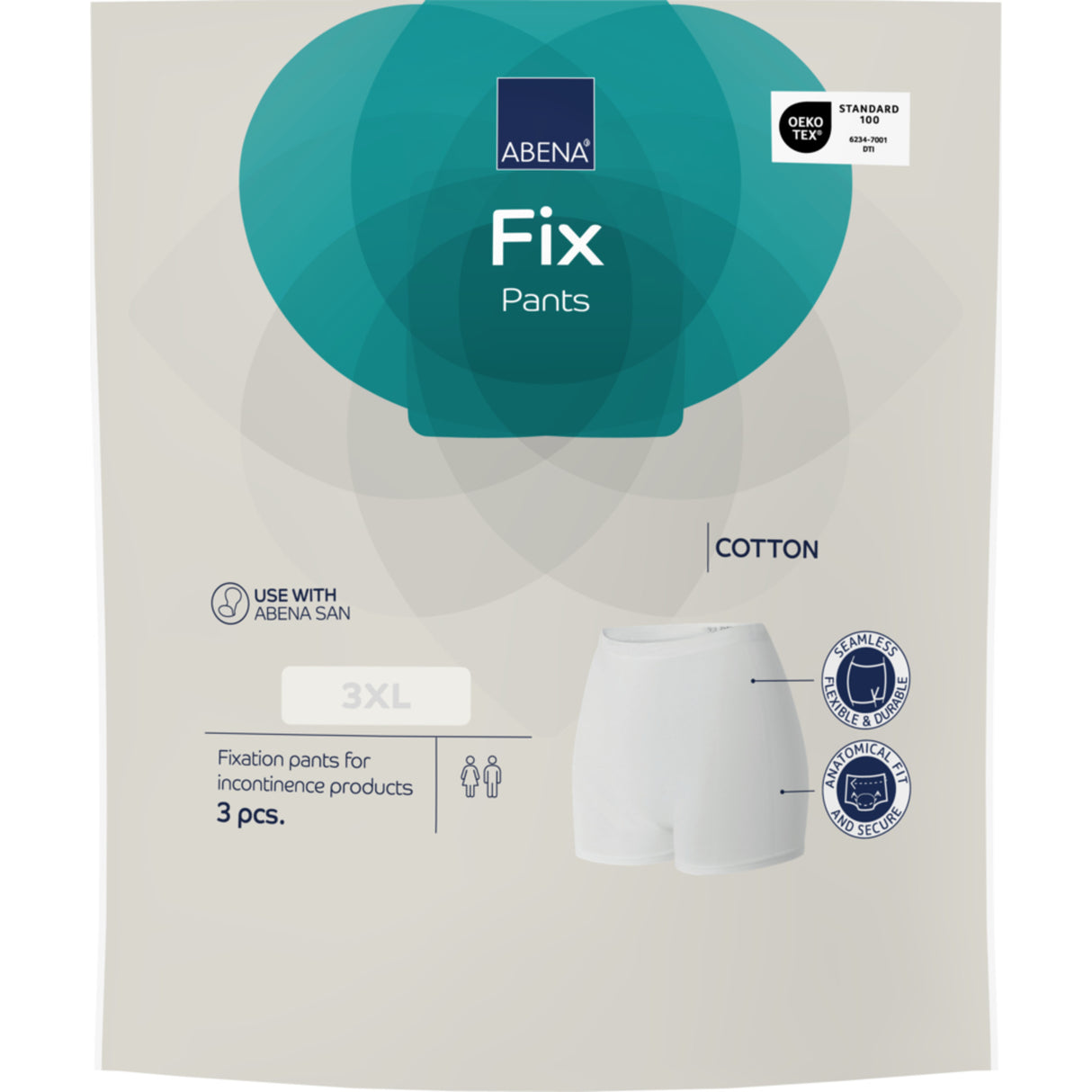 Abena Fix Pants Cotton Med Ben (3 stk) | Str. 3xl fra Abena på Mecindo.dk