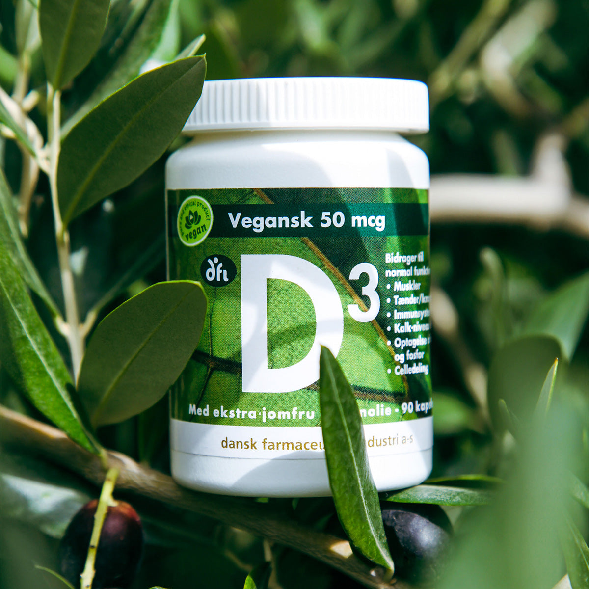 DFI D3 Vitamin 50 Mcg Vegansk | 90 kapsler fra Grønne dfi vitaminer på Mecindo.dk