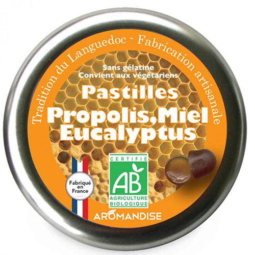 Aromandise Pastiller m. Propolis, honning & eukalyptus Økologisk | 45 gr fra Aromandise på Mecindo.dk