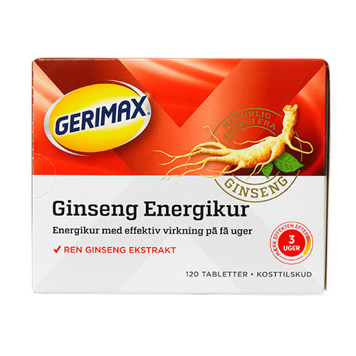 Gerimax Ginseng Energikur | 120 Tabl. fra Gerimax på Mecindo.dk