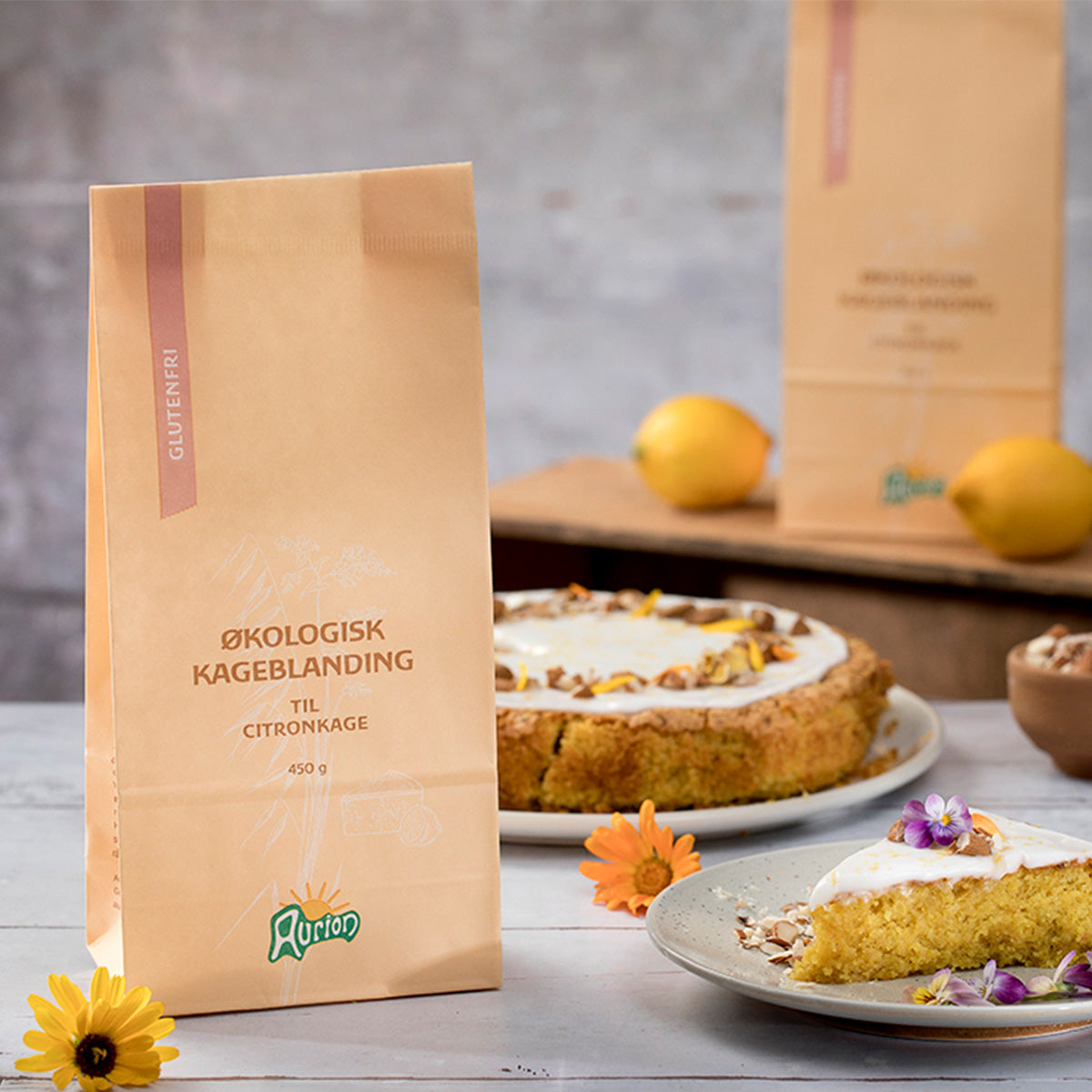 Aurion Citronkageblanding Økologisk | 450 gr fra Aurion på Mecindo.dk