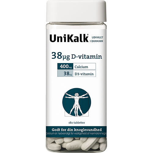 Unikalk 38µg D-vitamin | 180 Tabl. fra Unikalk på Mecindo.dk