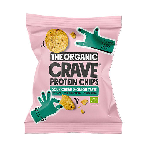 The Organic Crave Veganske Protein Chips M. Sour Cream And Onion Økologisk | 30 gr fra The Organic Crave på Mecindo.dk