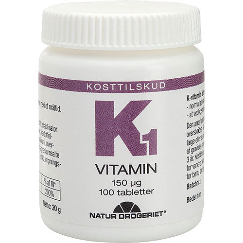 Natur-Drogeriet K1-vitamin 150 Ug | 100 Tabl. fra Natur-Drogeriet på Mecindo.dk