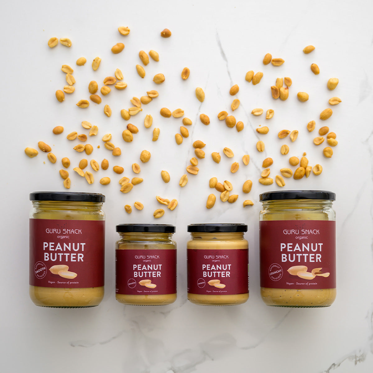 Guru Snack Peanutbutter Crunchy Økologisk | 500 gr fra Guru Snack på Mecindo.dk