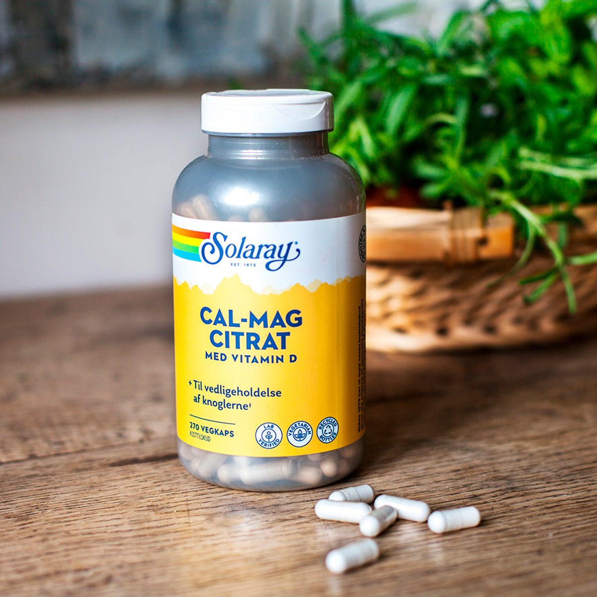 Solaray Cal-mag Citrat M. D-vitamin | 270 kapsler fra Solaray på Mecindo.dk