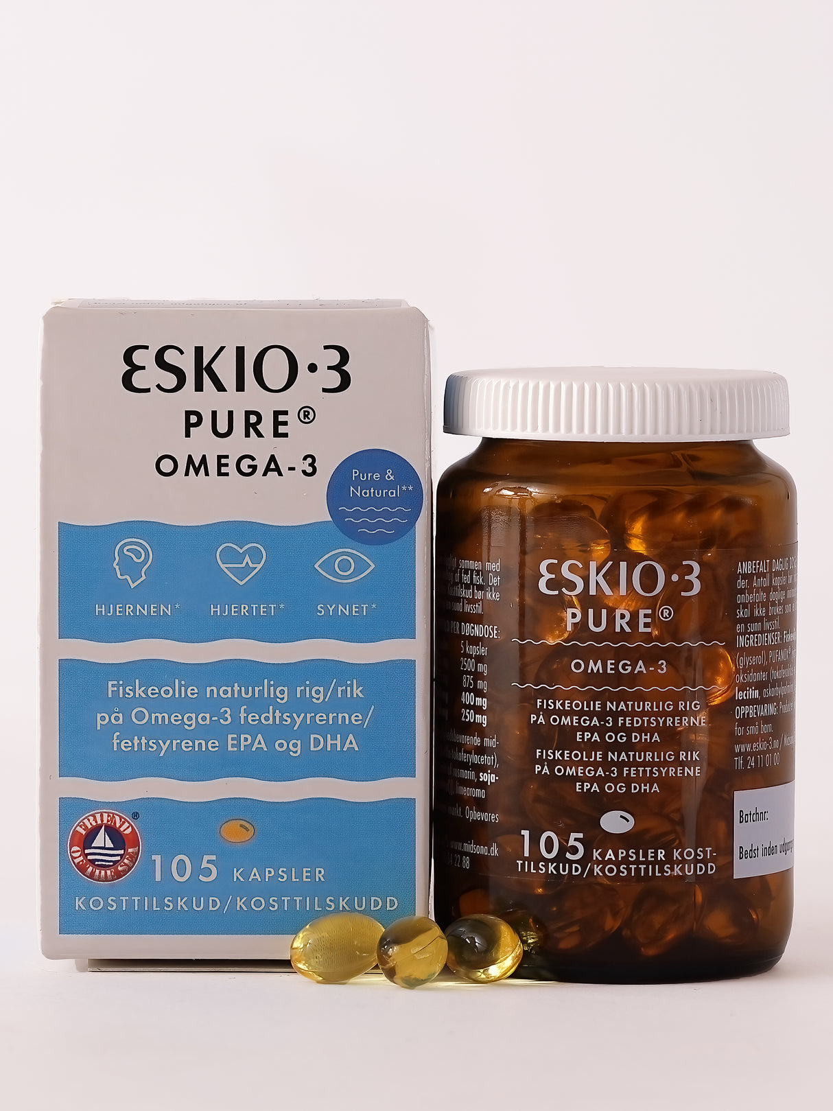 Eskio3 Fiskeolie | 105 kapsler fra Eskio3 på Mecindo.dk