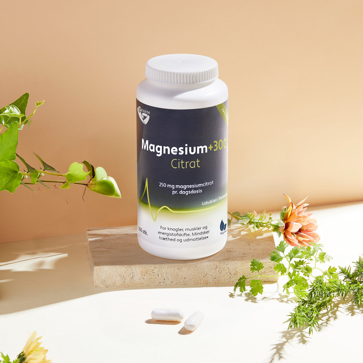 Biosym Magnesium+300 Citrat | 160 kapsler fra Biosym på Mecindo.dk