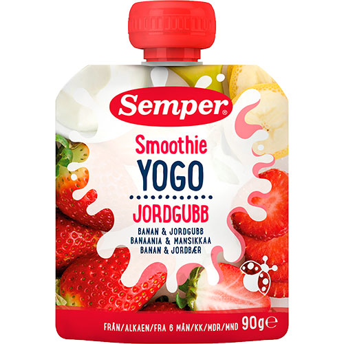 Semper Yogo Smoothie Med Banan & Jordbær Fra 6 Mdr. | 90 gr fra Semper på Mecindo.dk