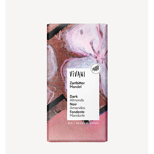 Vivani Chokolade Mørk M. Hele Mandler Økologisk | 100 gr fra Vivani på Mecindo.dk