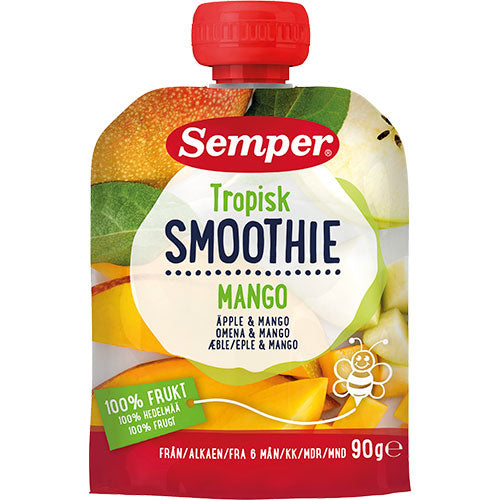 Semper Tropisk Frugtsmoothie Med Mango & Æble Fra 6 Mdr. | 90 gr fra Semper på Mecindo.dk