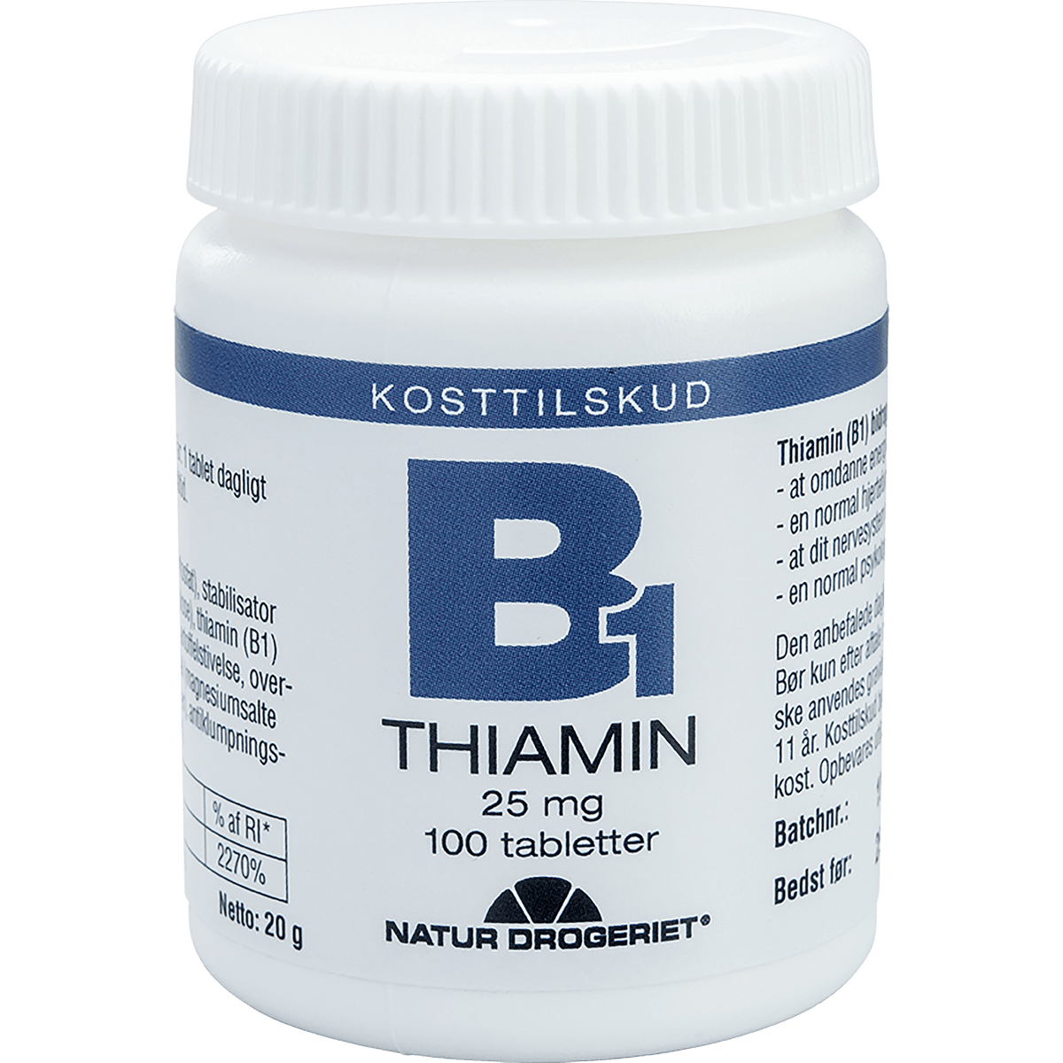 Natur-Drogeriet B1 Vitamin 25 Mg | 100 tabletter