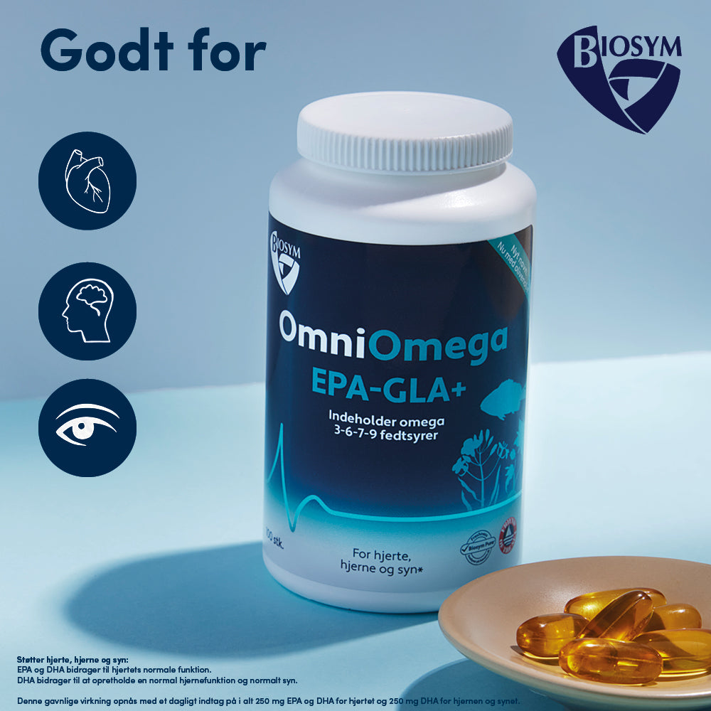 Biosym Omniomega Epa-gla+ | 100 kapsler fra Biosym på Mecindo.dk