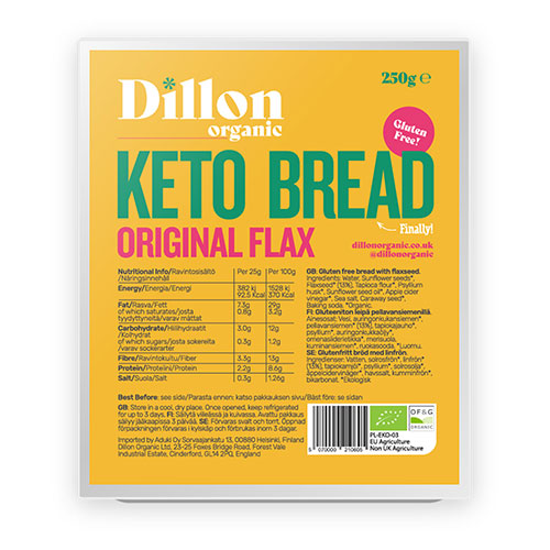 Dillon Organic Ketobrød Original M. Hørfrø Økologisk | 250 gr fra Dillon Organic på Mecindo.dk
