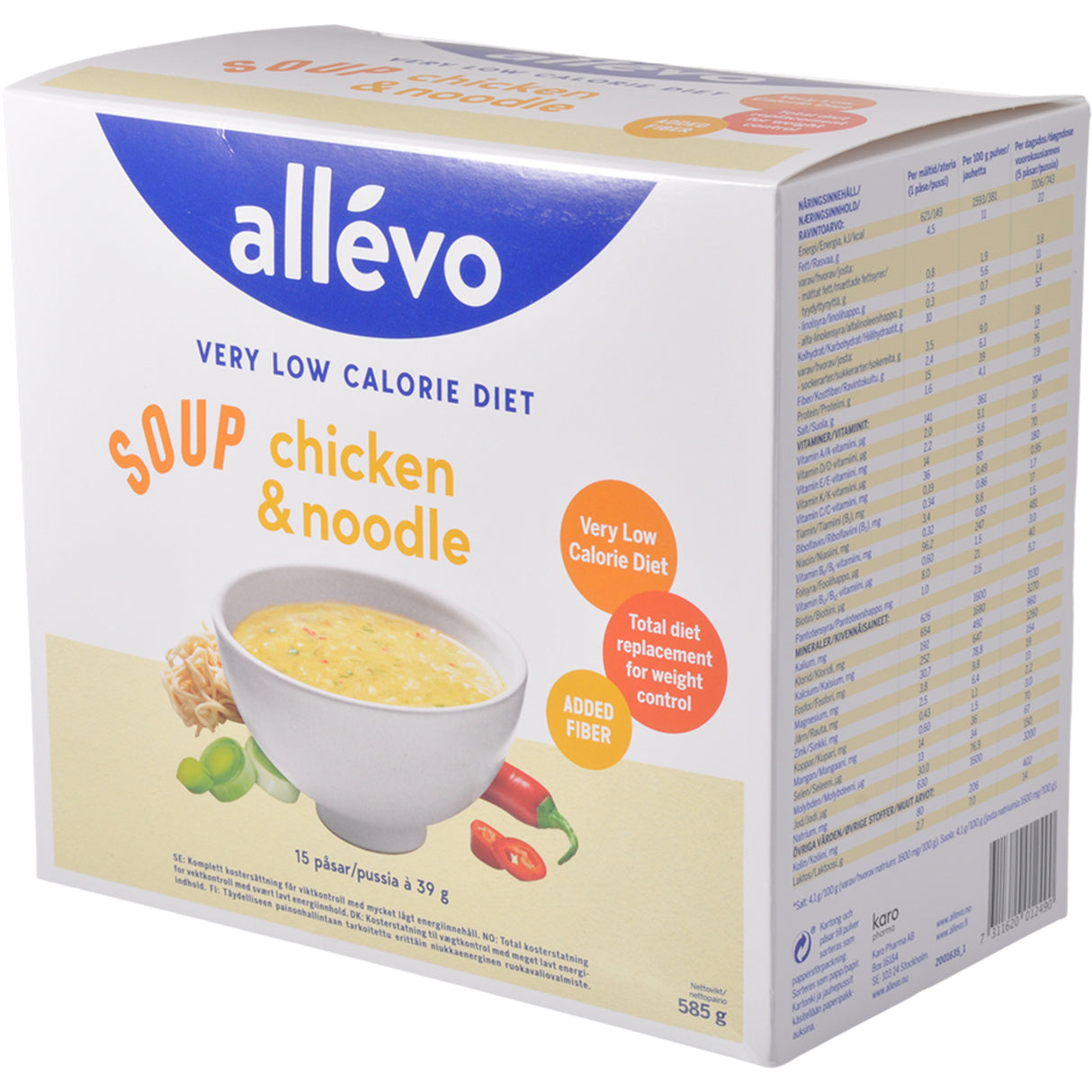 Allevo Allévo Suppe Nudler/kylling Vlcd fra Allevo på Mecindo.dk
