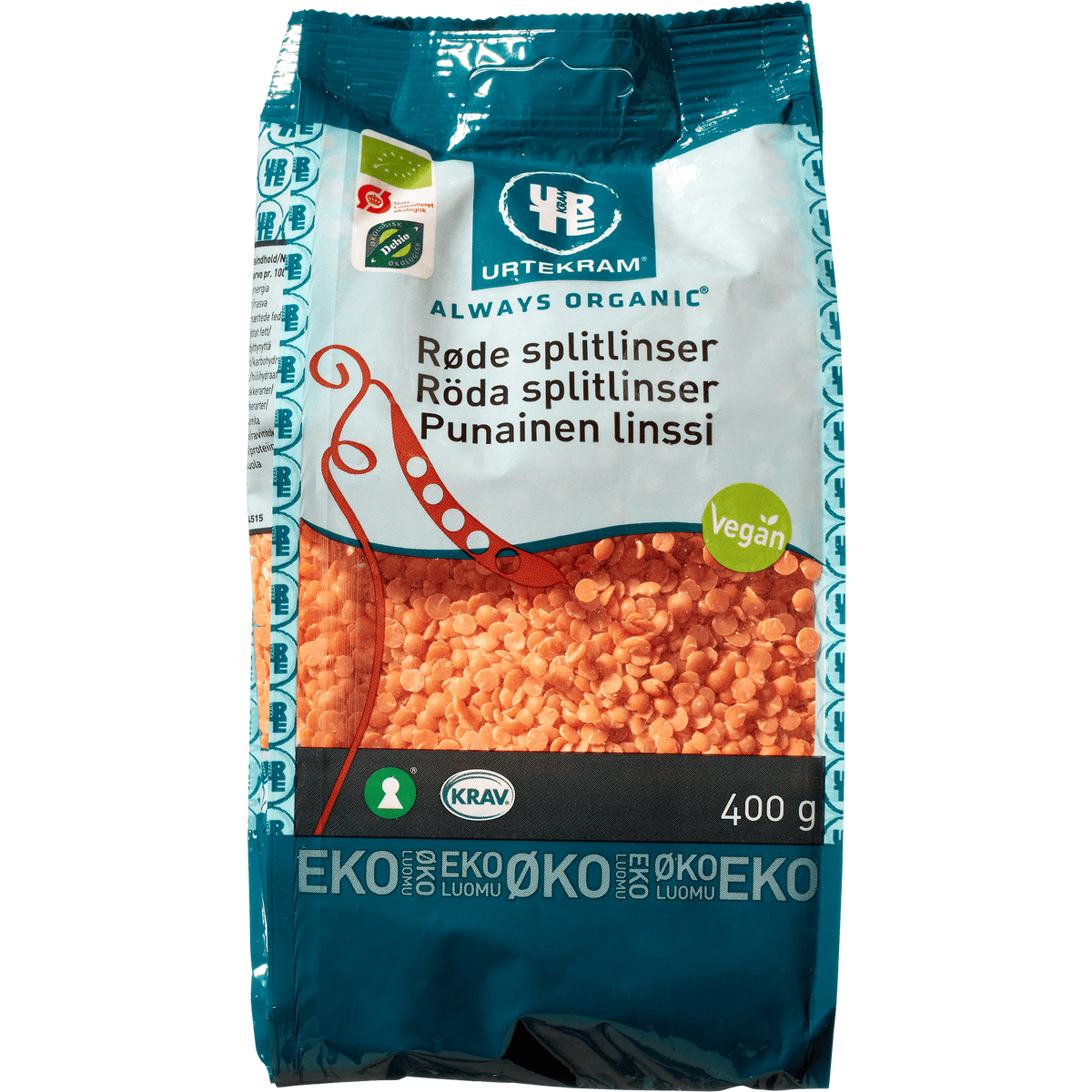 Urtekram Røde Splitlinser Økologisk | 400 g