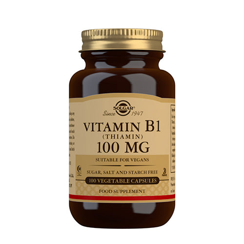 Solgar B1-vitamin 100 Mg (Thiamin) | 100 kapsler fra Solgar på Mecindo.dk
