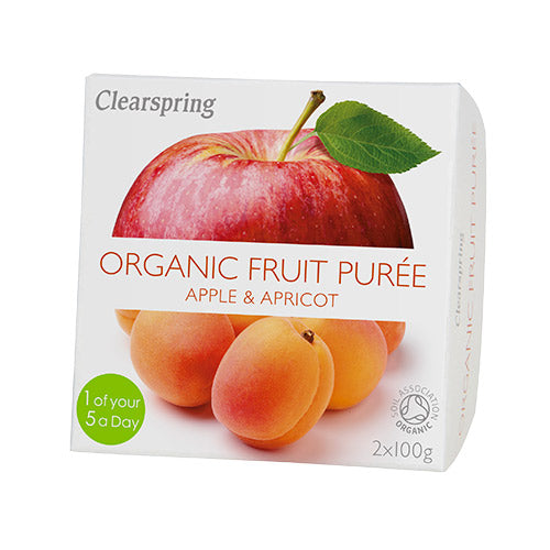 Clearspring Frugtpuré Økologisk (200 gr) | Æble & Abrikos fra Clearspring på Mecindo.dk