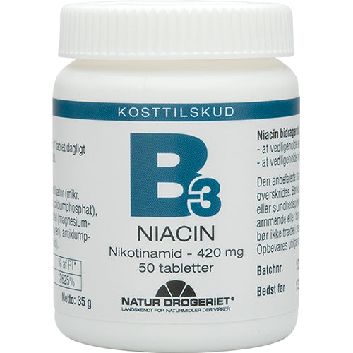 Natur-Drogeriet Niacin (Nikotinamid) 420 Mg | 50 Tabl. fra Natur-Drogeriet på Mecindo.dk