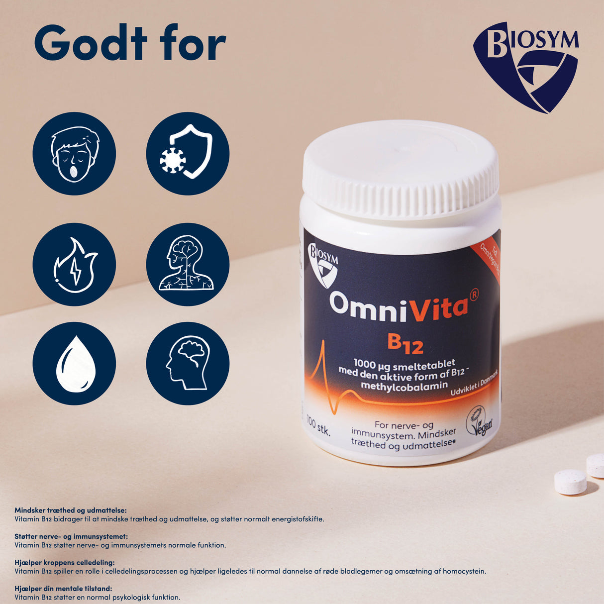 Biosym Omnivita B12 | 100 Tabl. fra Biosym på Mecindo.dk
