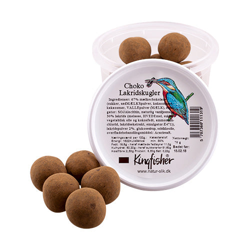 Kingfisher Choko Lakridskugler | 70 gr fra Kingfisher på Mecindo.dk
