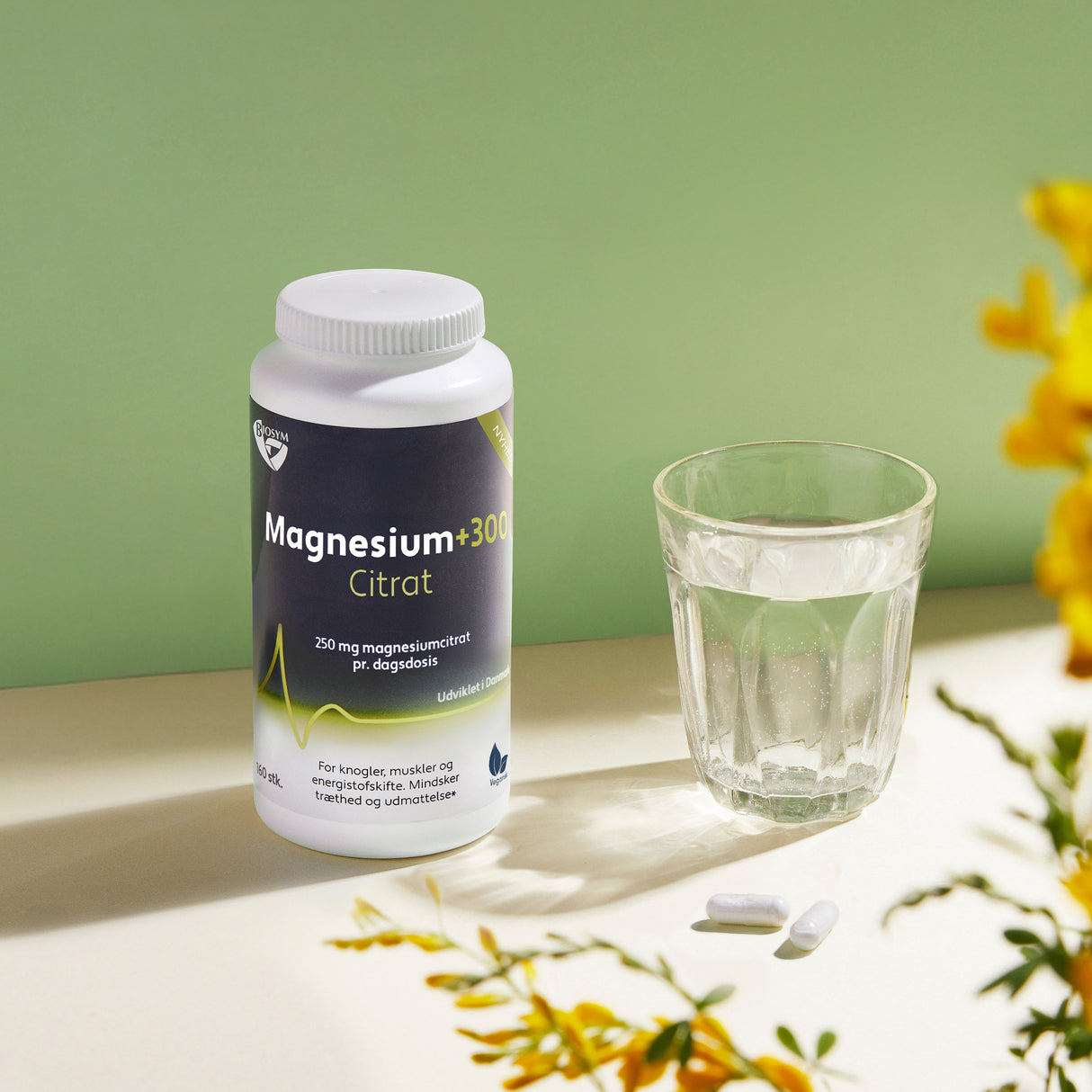 Biosym Magnesium+300 Citrat | 160 kapsler fra Biosym på Mecindo.dk