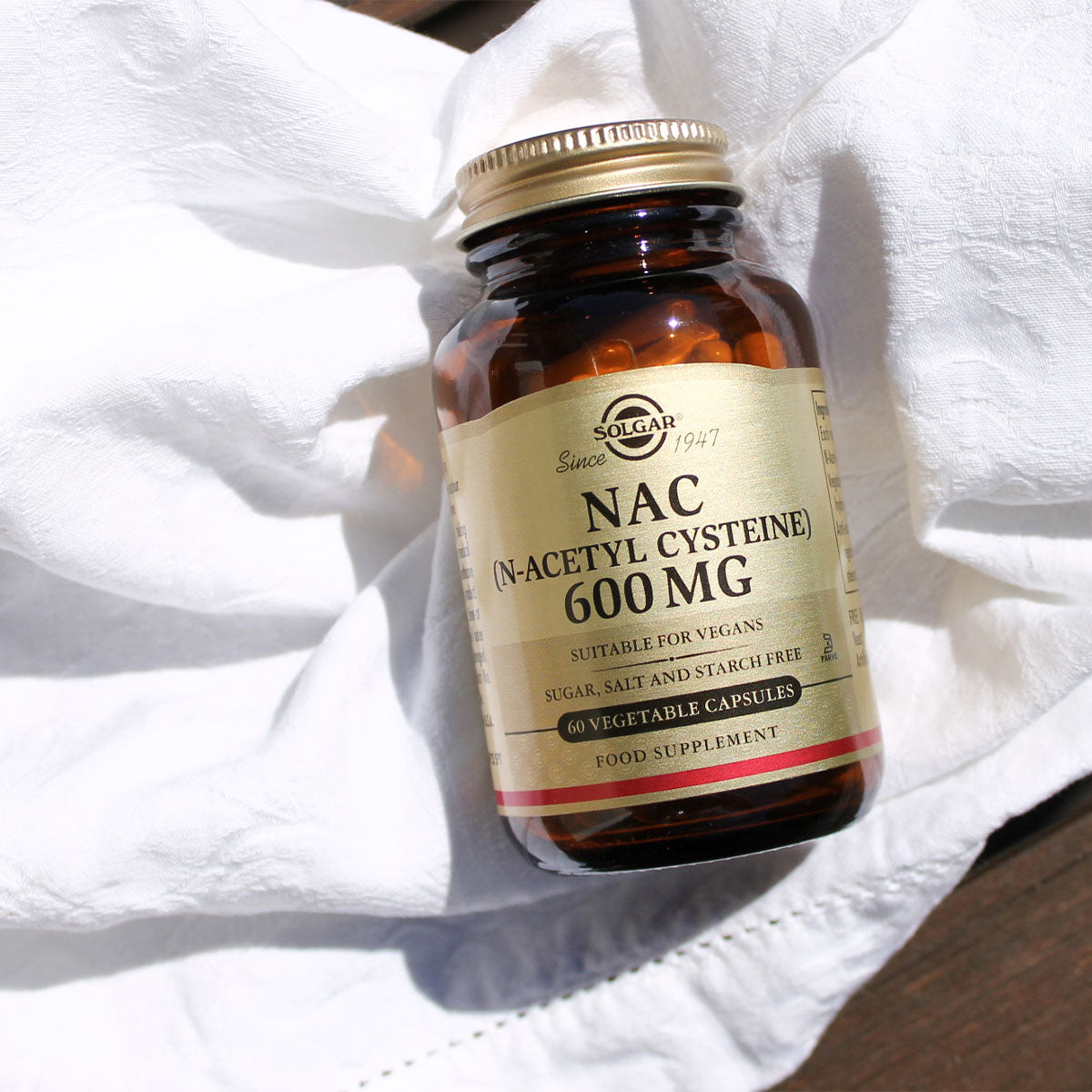 Solgar Nac (N-acetyl Cysteine) 600 Mg | 60 kapsler fra Solgar på Mecindo.dk