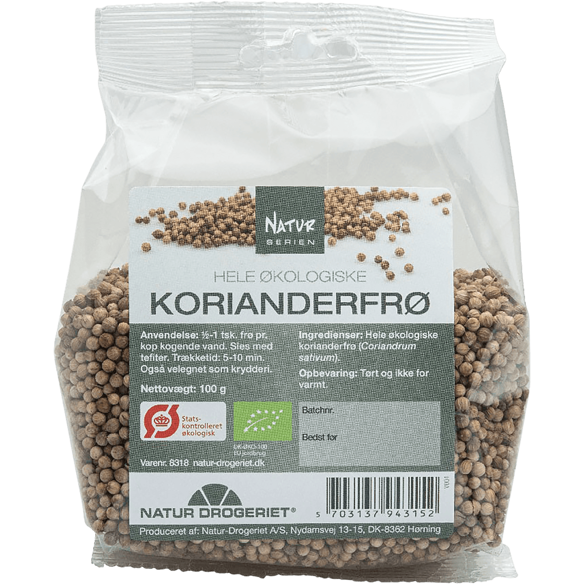 Natur-Drogeriet Korianderfrø Økologisk | 100 g fra Natur-Drogeriet på Mecindo.dk