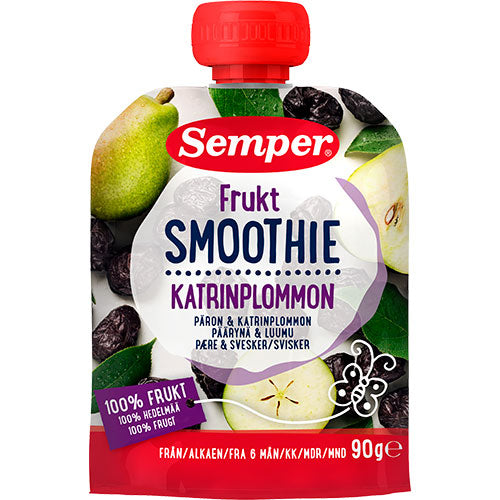 Semper Frugtsmoothie Med Pære Og Svesker Fra 6 Mdr. | 90 gr fra Semper på Mecindo.dk