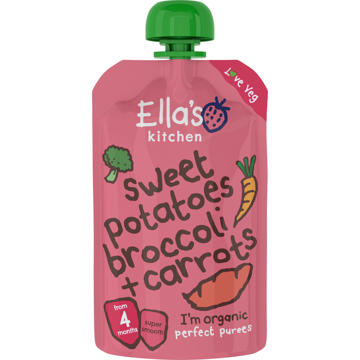 Ellas Kitchen Babymos søde kartofler, broccoli & gulerod 4 mdr. Økologisk | 120 g fra Ellas Kitchen på Mecindo.dk