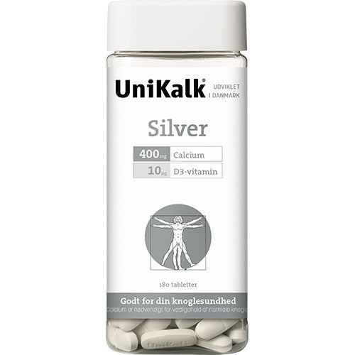 Unikalk Silver M. D Vitamin | 180 Tabl. fra Unikalk på Mecindo.dk