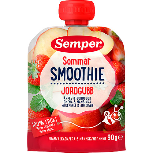 Semper Sommer Smoothie Med Æble Og Jordbær Fra 6 Mdr. | 90 gr fra Semper på Mecindo.dk