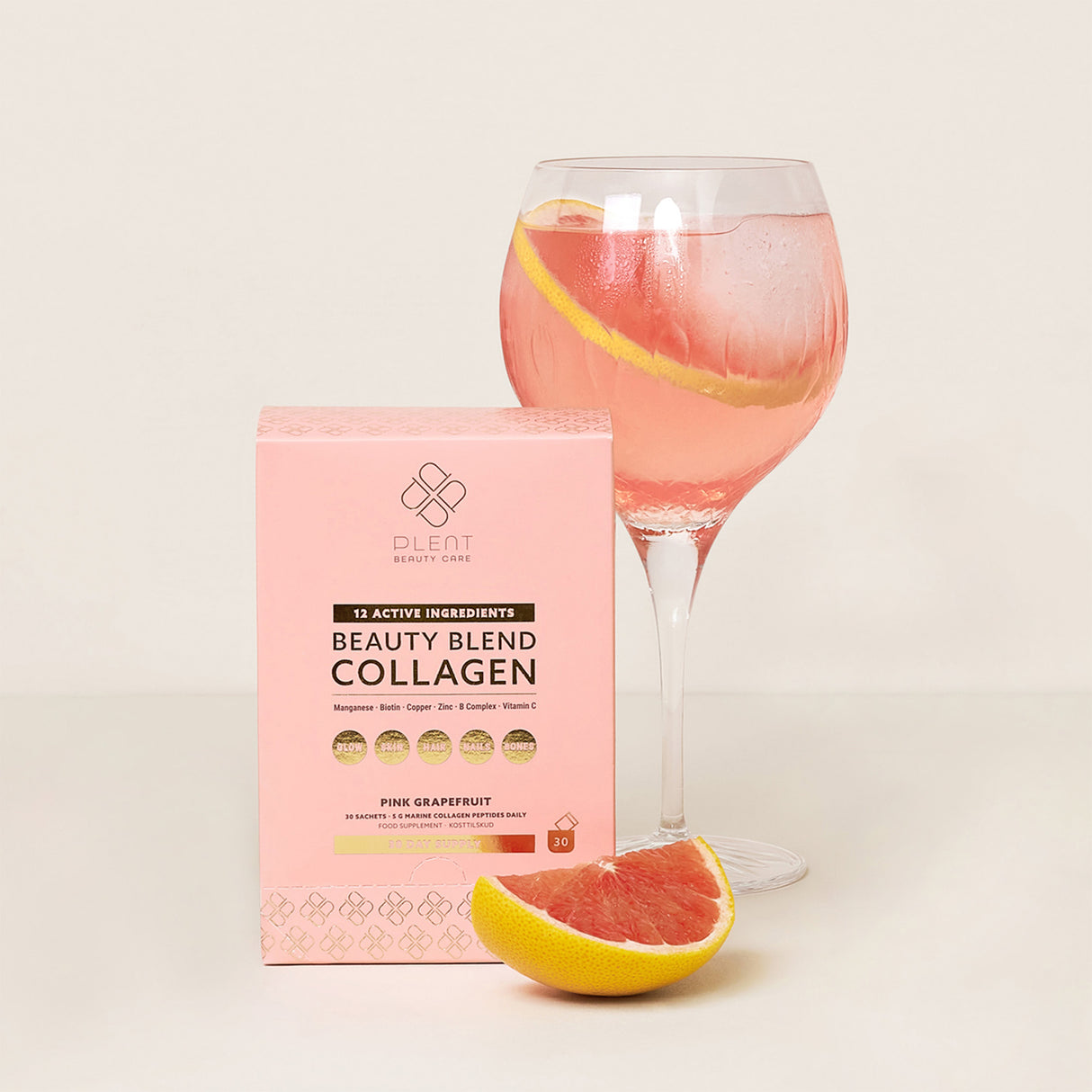 Plent Beauty Blend Collagen 30 X 5 Gr | Pink Grapefruit fra Plent på Mecindo.dk